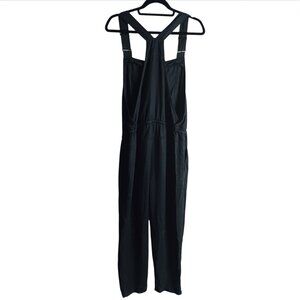 Black Romper Jumpsuit Adjustable Straps Drawstring Waist Zip Pocket Size Small